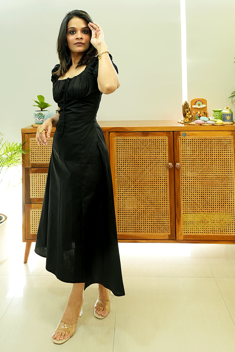 Noir Muse Midi Dress