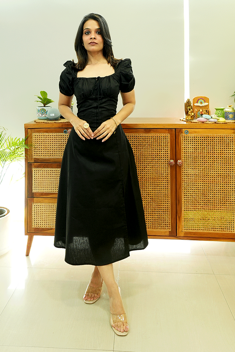 Noir Muse Midi Dress