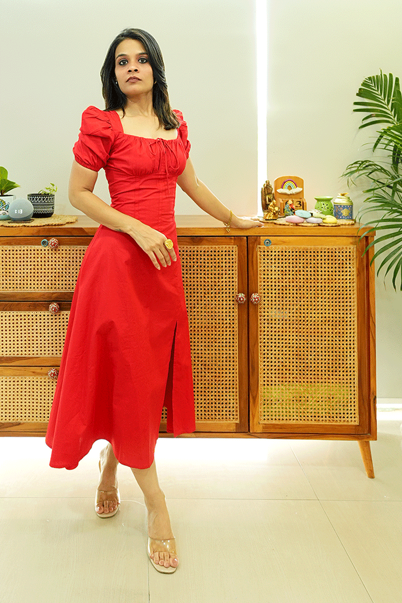 Red Romance Midi Dress