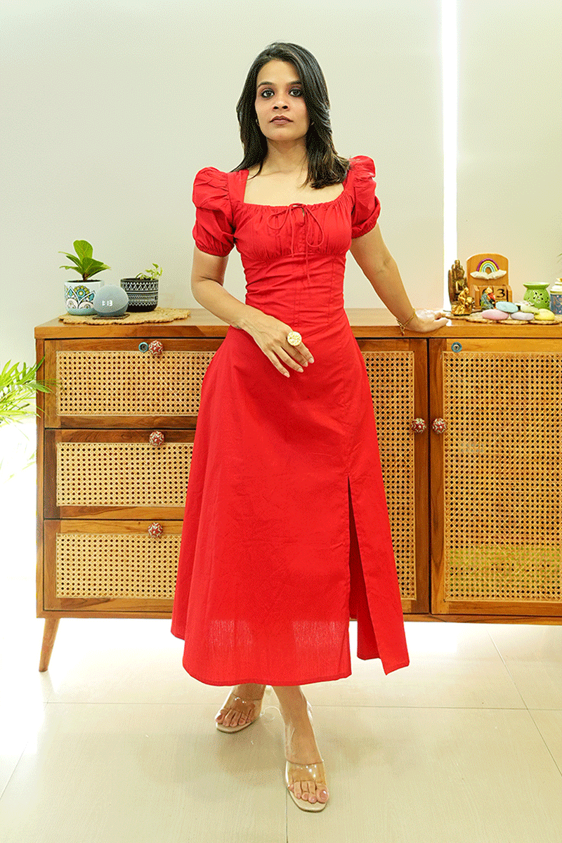 Red Romance Midi Dress