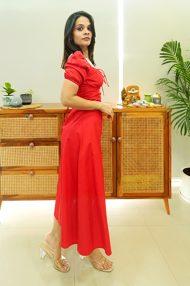 Red Romance Midi Dress
