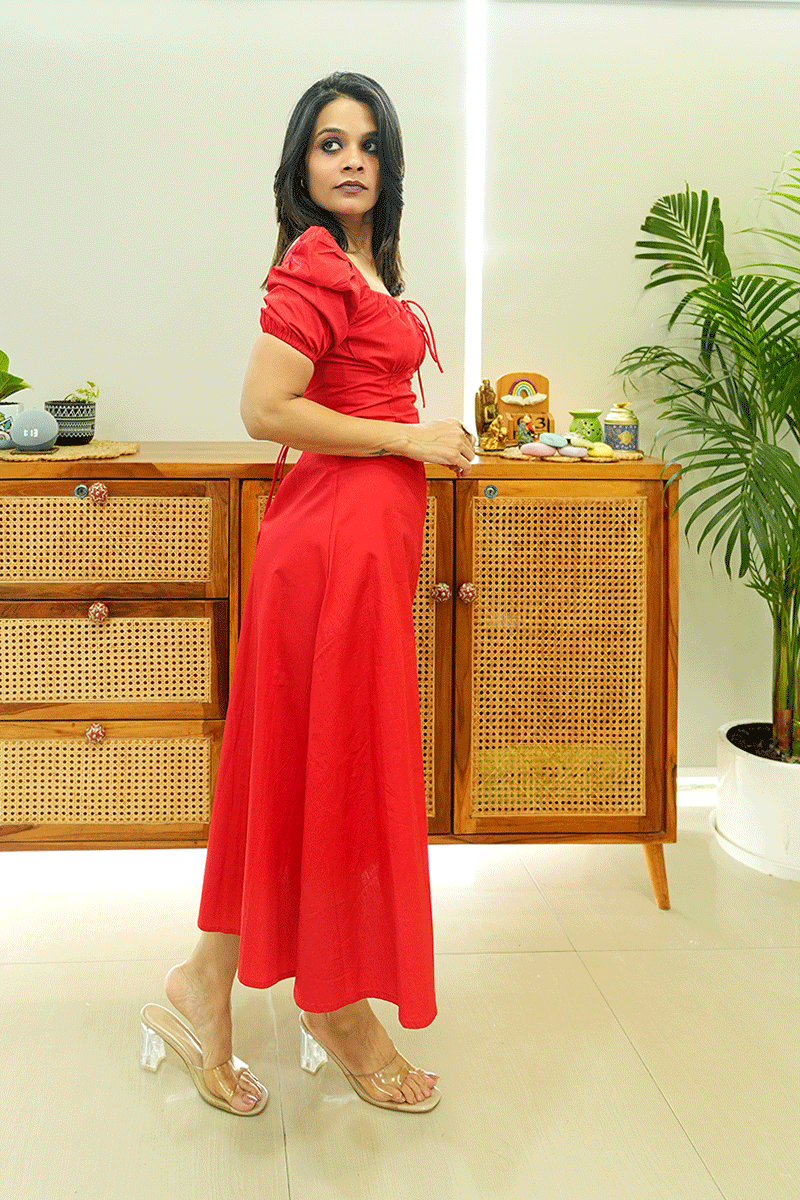 Red Romance Midi Dress