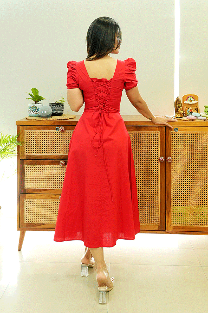 Red Romance Midi Dress