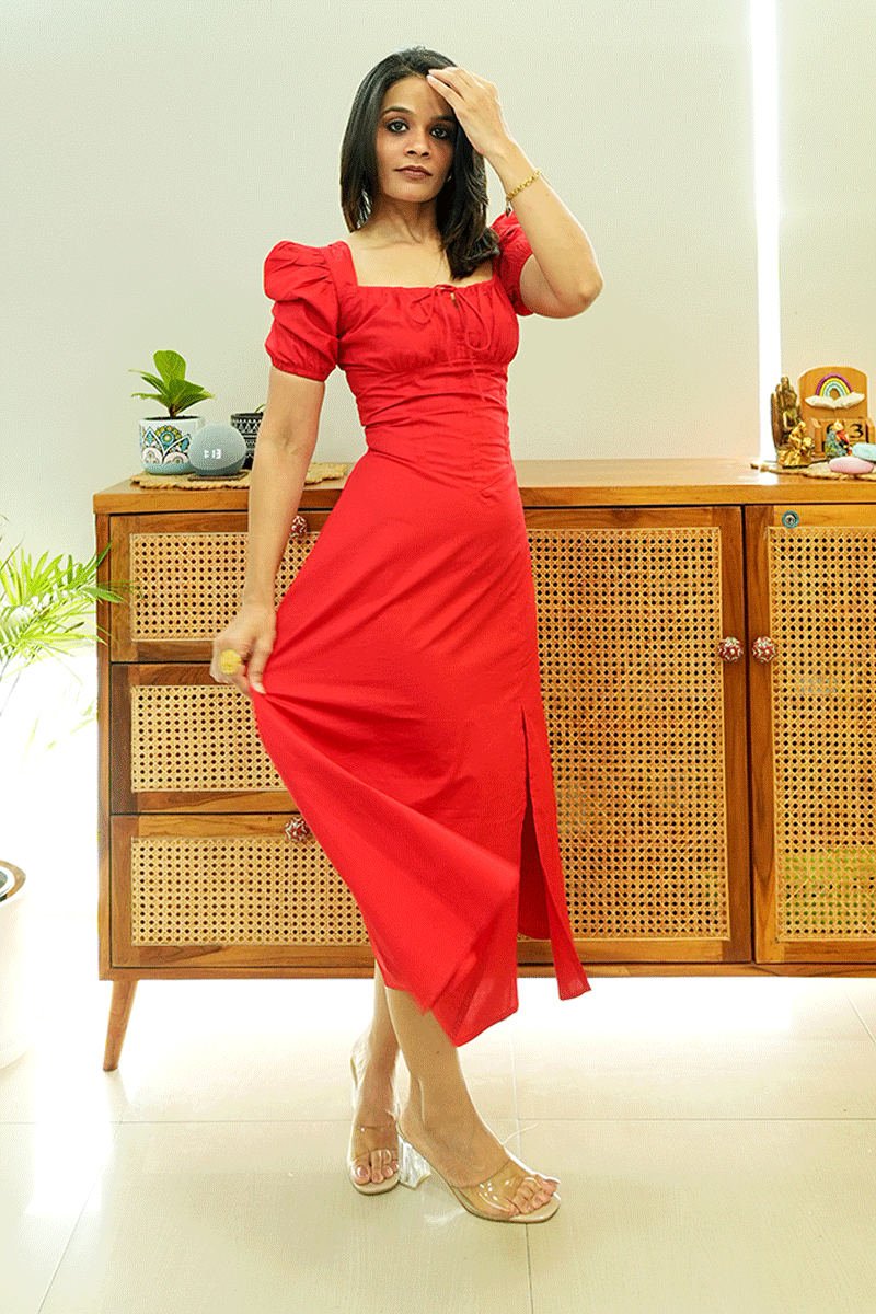 Red Romance Midi Dress
