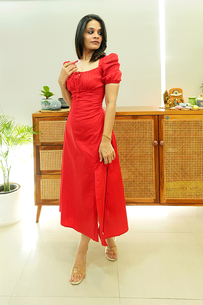 Red Romance Midi Dress