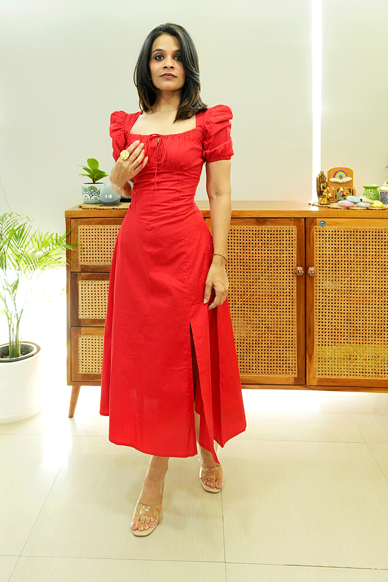 Red Romance Midi Dress