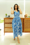 Azure Bloom Cotton Dress