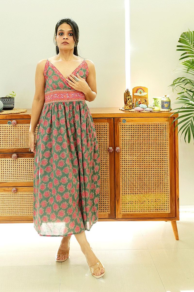 Rosewood Garden Cotton Dress