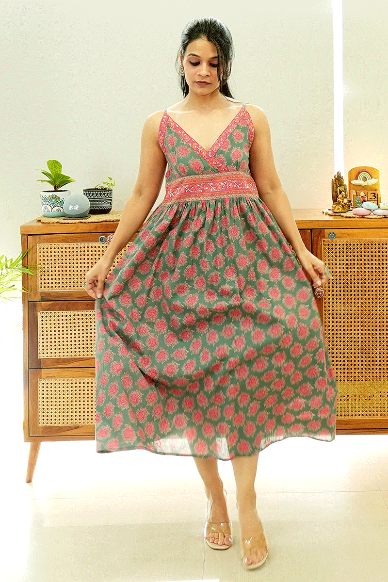 Rosewood Garden Cotton Dress