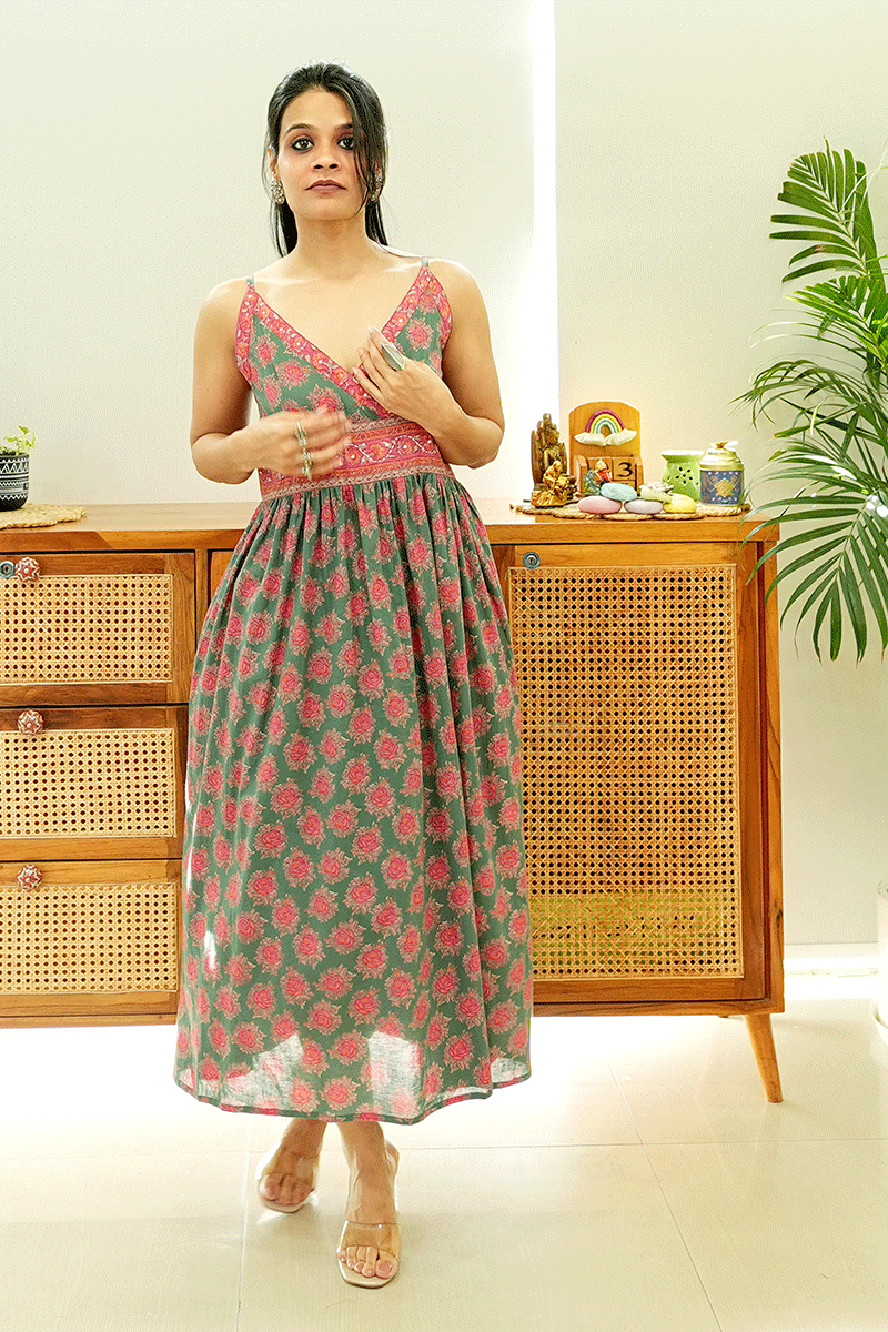 Rosewood Garden Cotton Dress