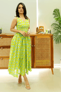 Lime Bloom Cotton Dress