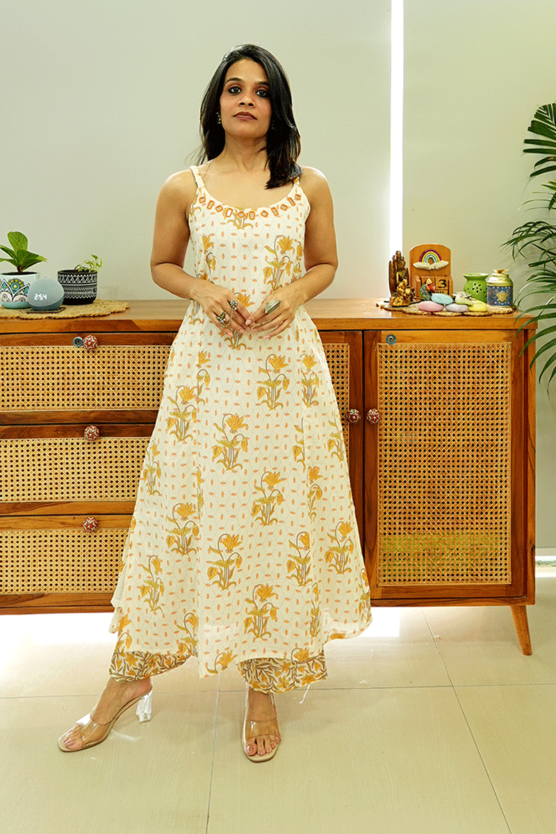 Sunflower Bloom Handblock Kurta Set