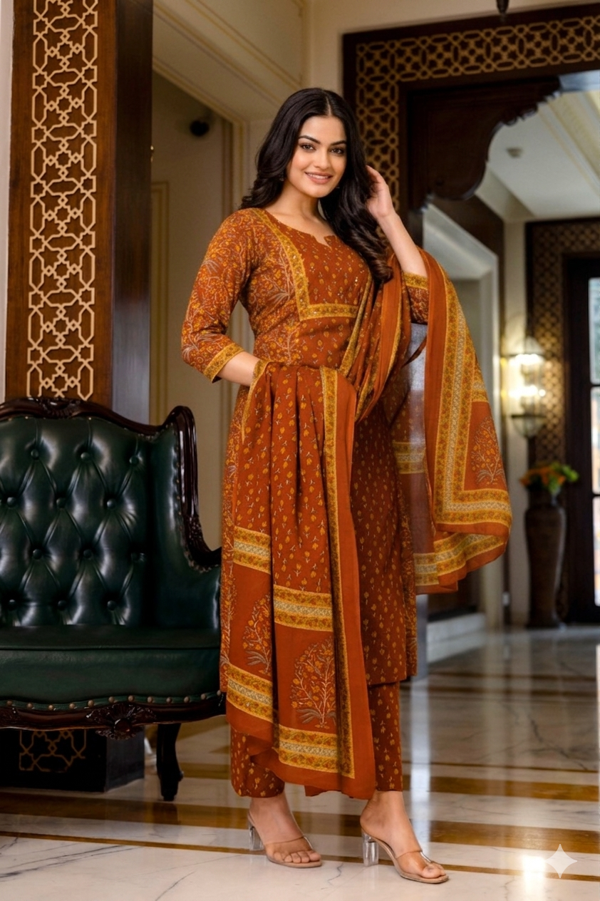 Rust Heritage Cotton Suit Set