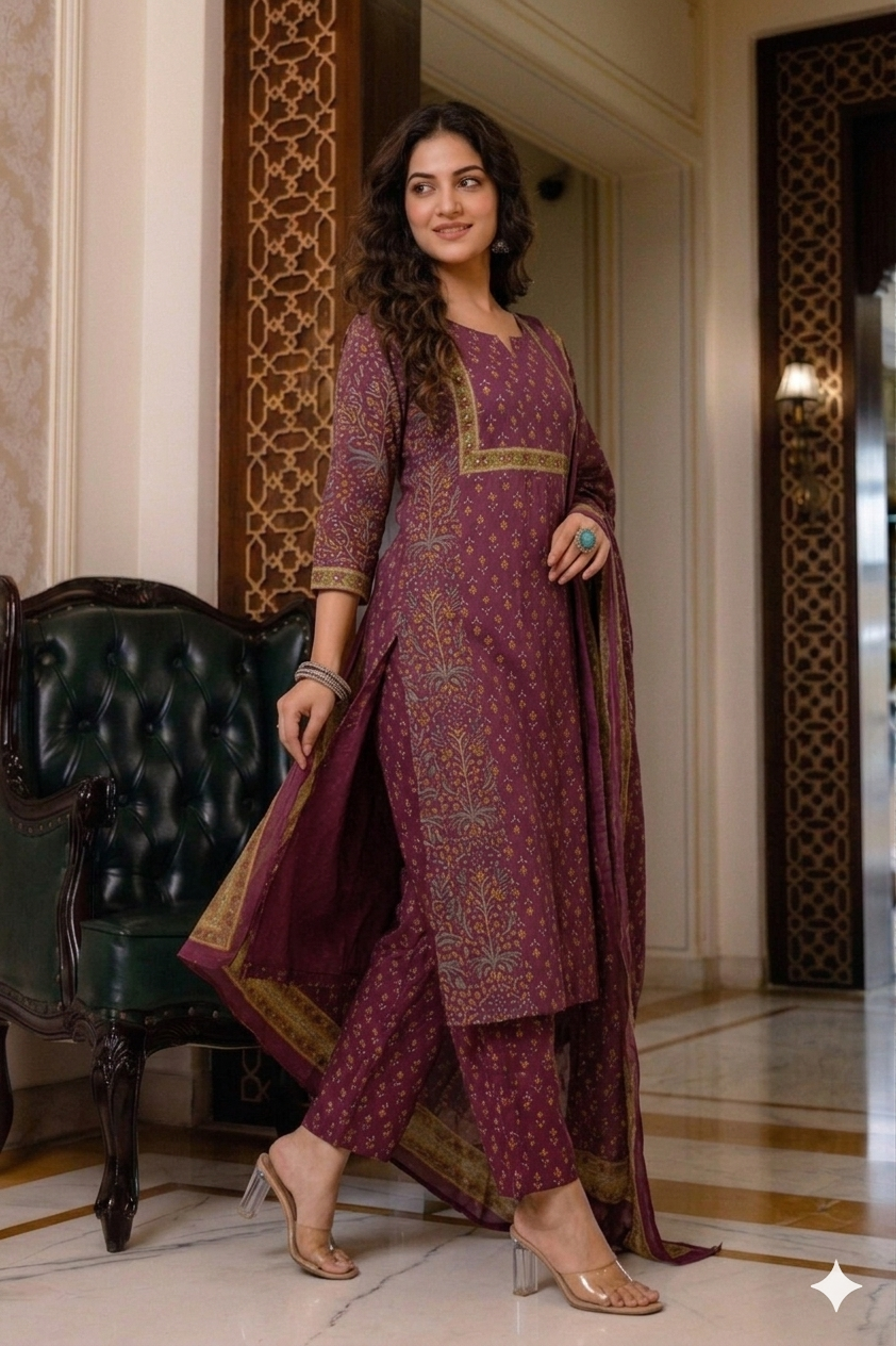 Royal Berry Cotton Suit Set