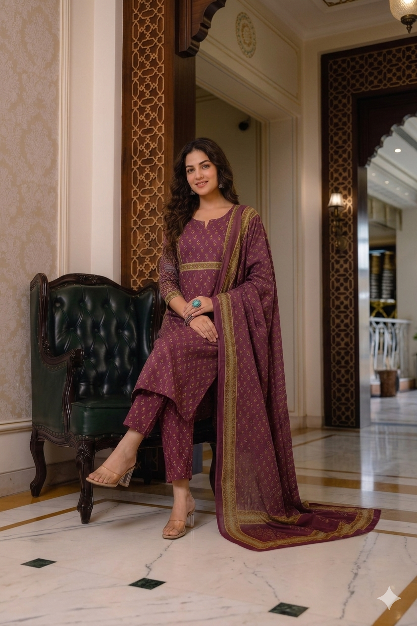 Royal Berry Cotton Suit Set