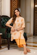 Soft Peach & Coral Leaf A-Line Cotton Co-ord Set