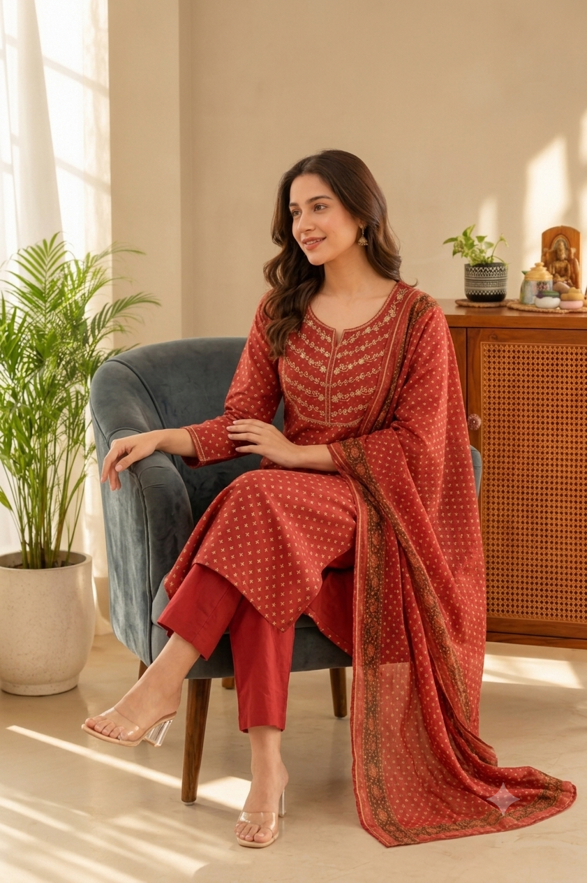 Gulnaar Chanderi Zari Suit Set