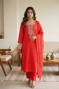 Gulnaar Mul Silk Zari Suit Set