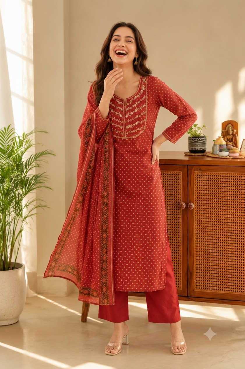 Gulnaar Chanderi Zari Suit Set