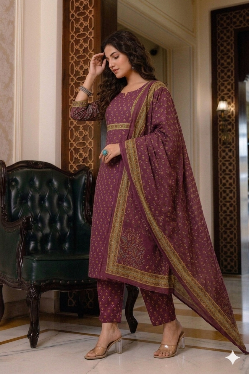 Royal Berry Cotton Suit Set