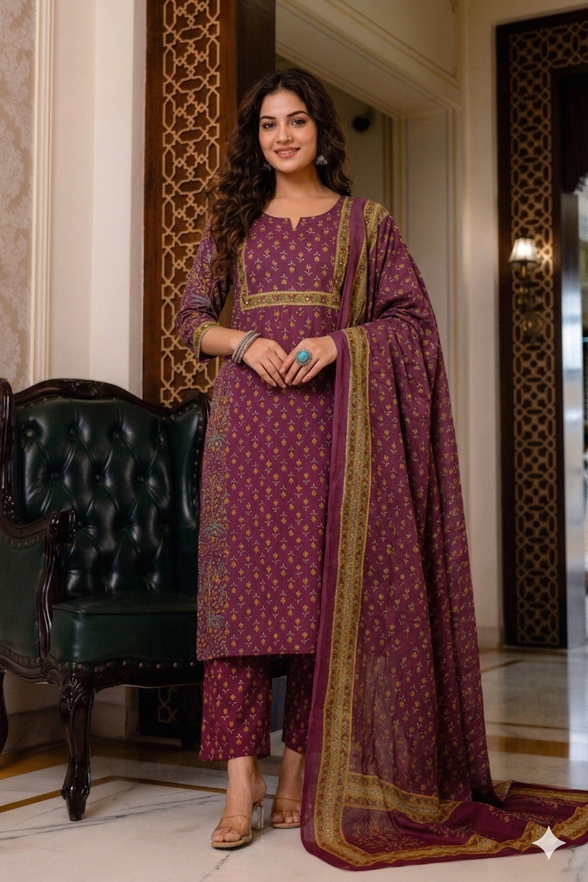 Royal Berry Cotton Suit Set