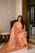 Soft Peach Floral A-Line Cotton Suit Set
