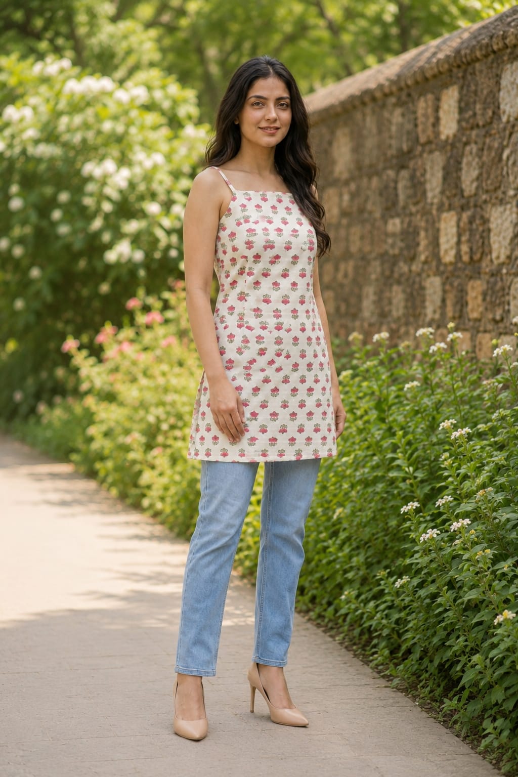 Blush Bloom Cotton Corset Kurti