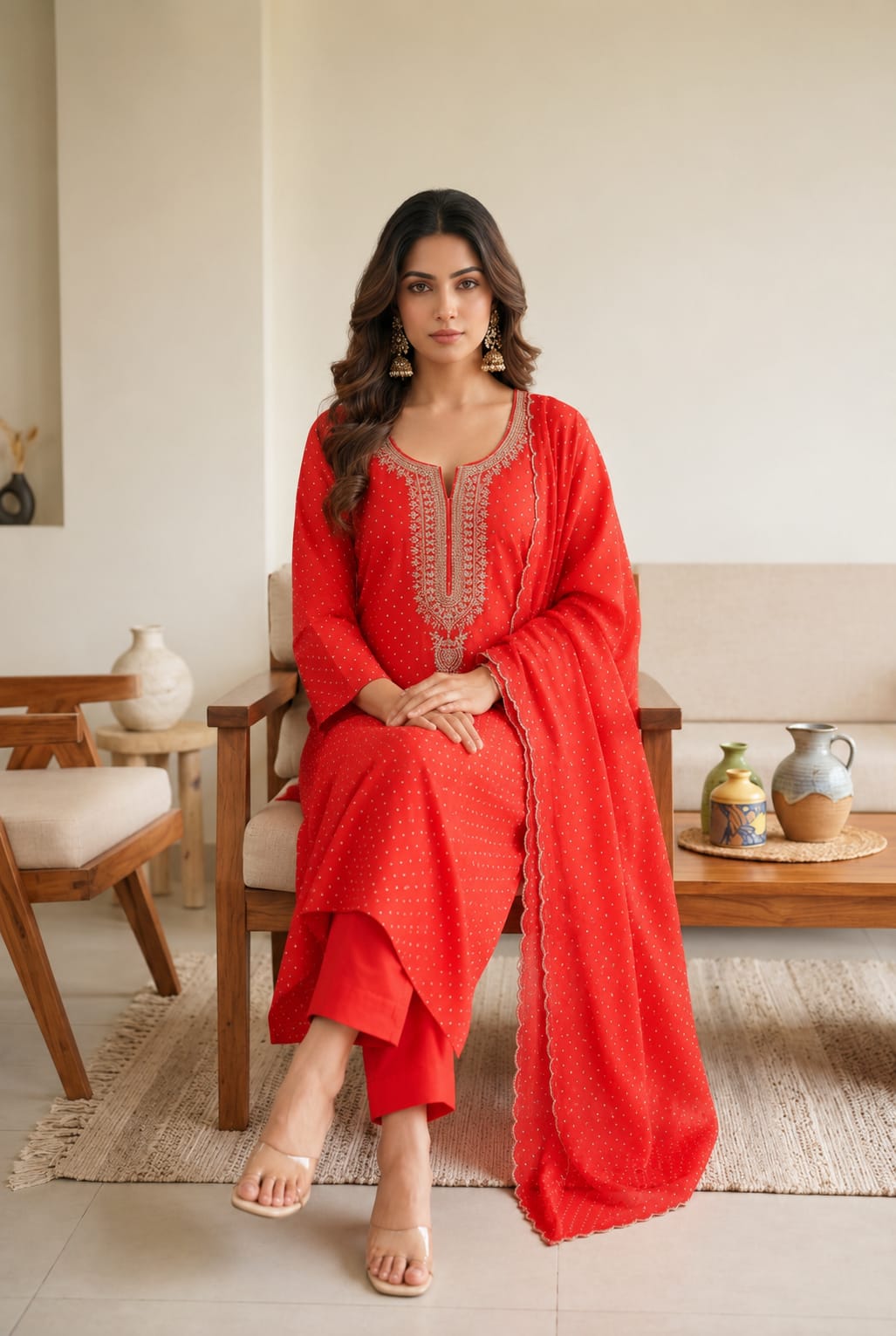 Gulnaar Mul Silk Zari Suit Set