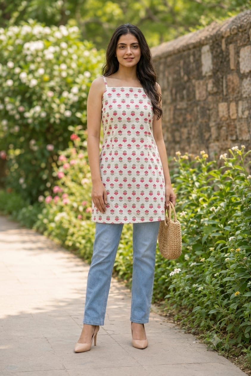 Blush Bloom Cotton Corset Kurti