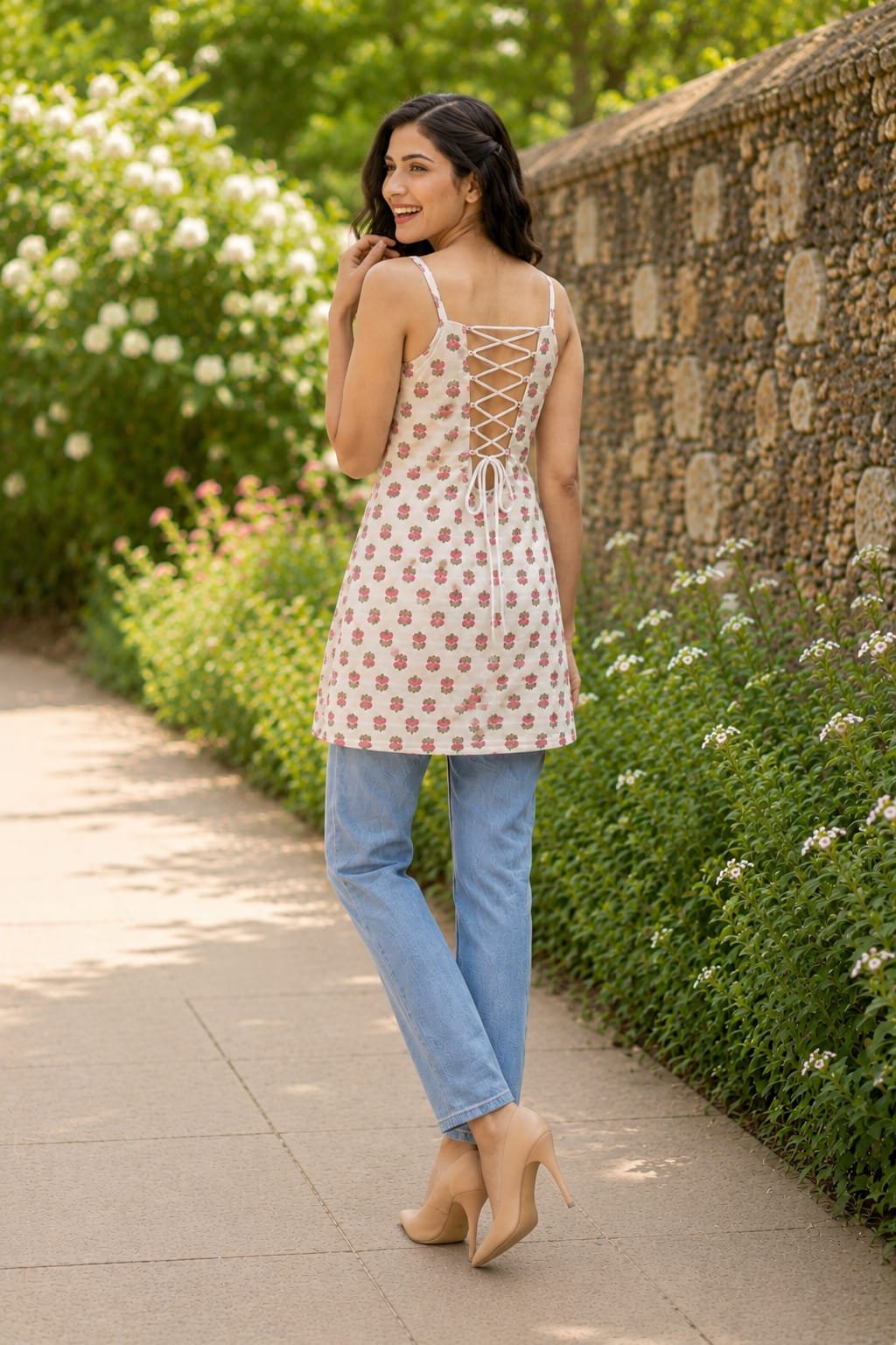 Blush Bloom Cotton Corset Kurti