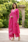 Rani Pink Bandhani Angrakha Anarkali Set