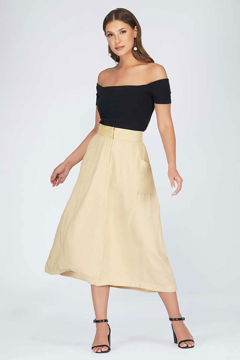 Beige A-Line Formal Skirt