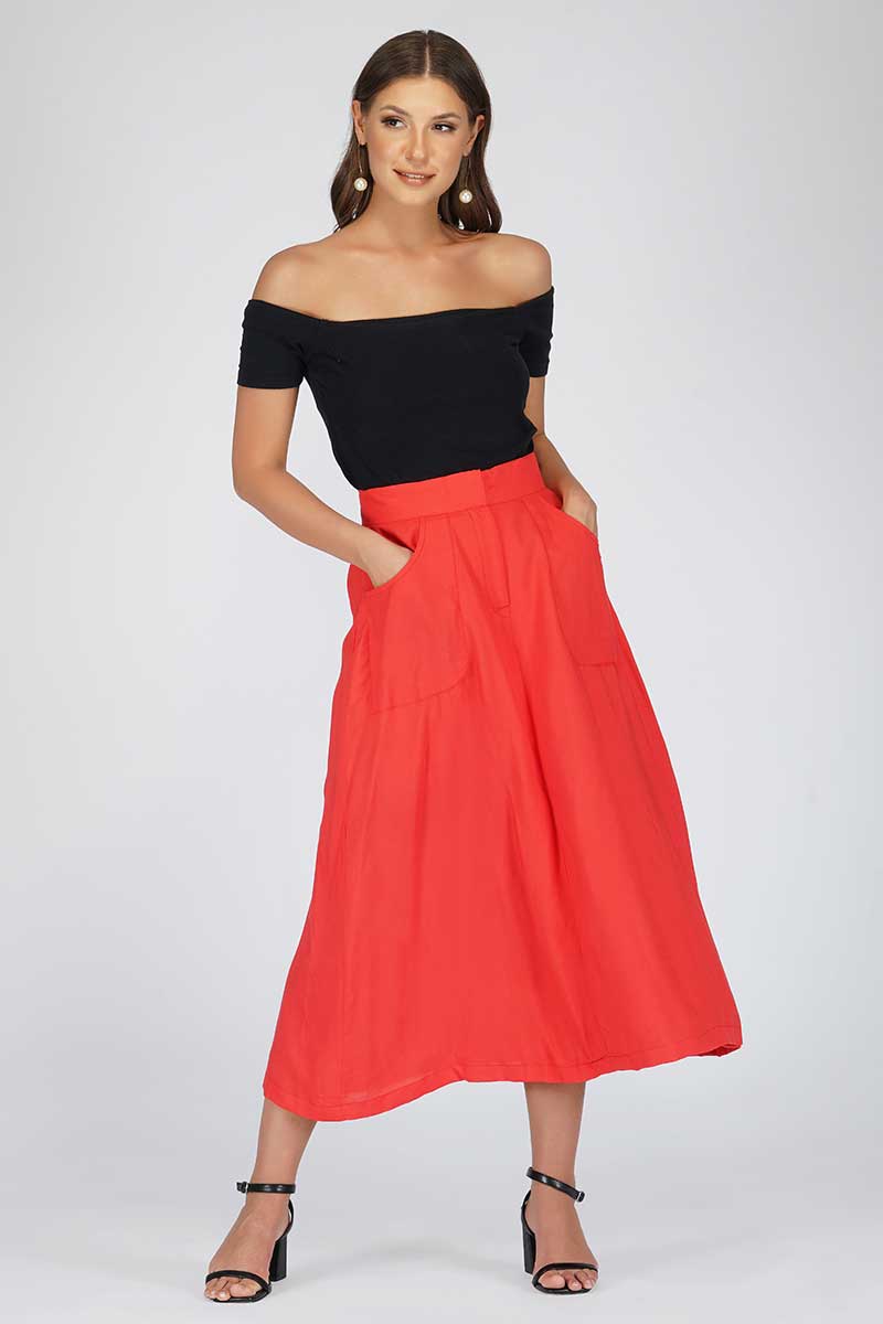 Coral A-Line Formal Skirt