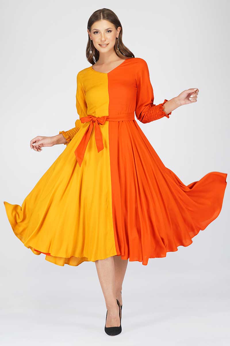 Yellow Orange Half ‘n’ Half Dress