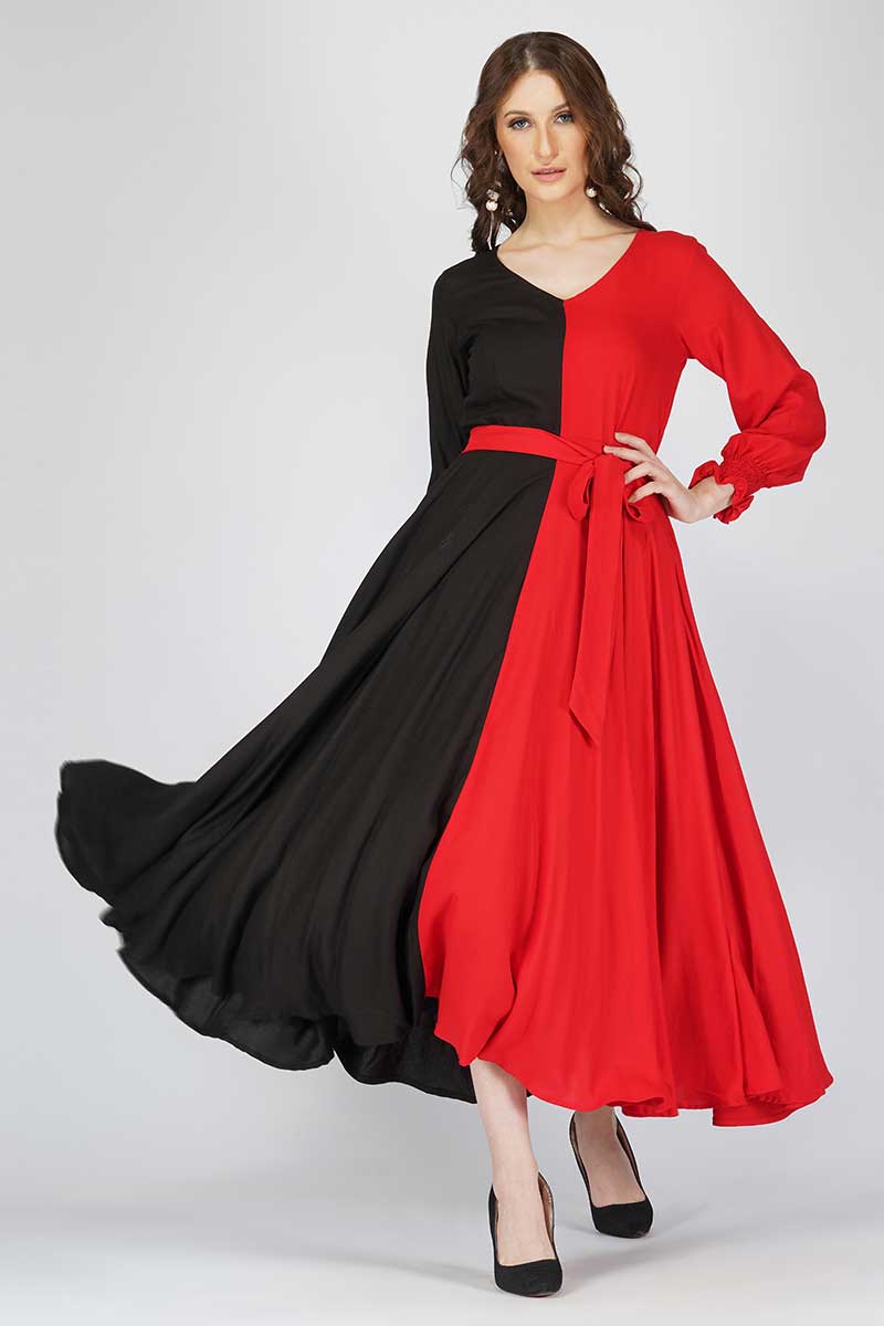 Red Black Half ‘n’ Half Dress