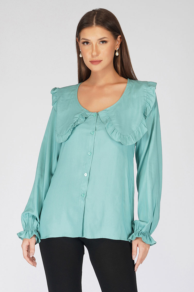 Turquoise Butterfly Neck Shirt