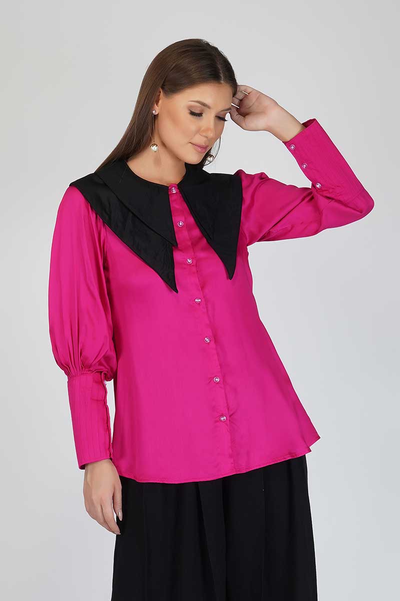 Hot Pink Pleated Party Shirt