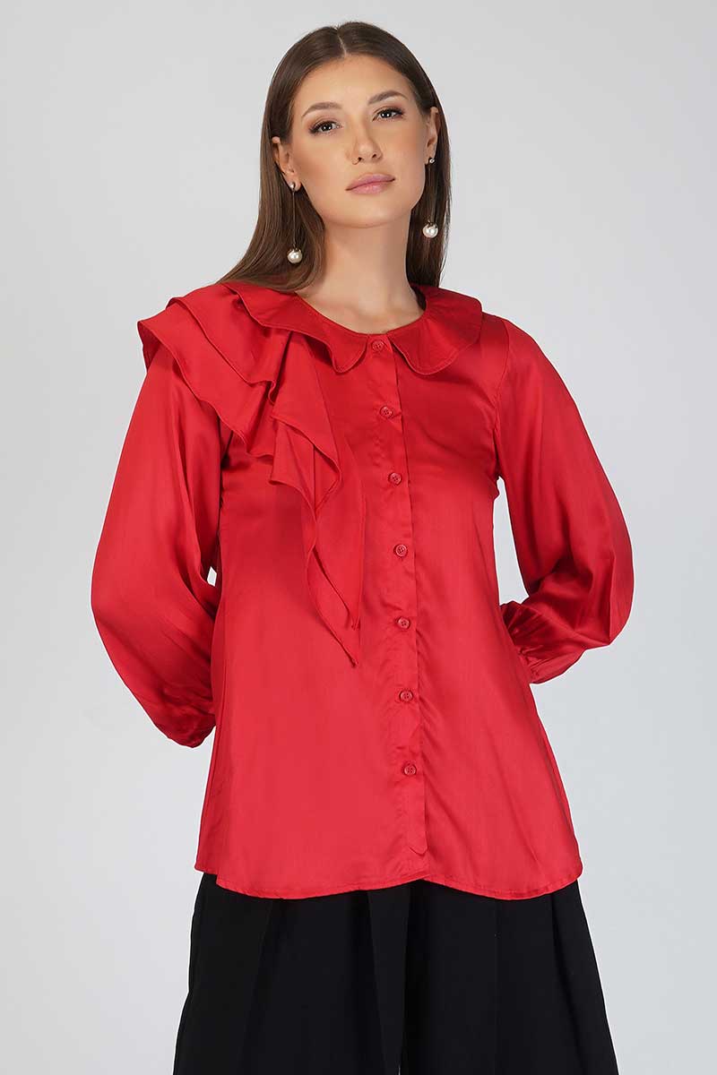 Red Raffled Party Shirt
