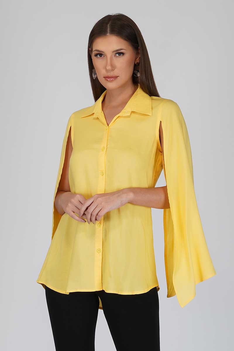 Yellow Cloak Sleeves Shirt