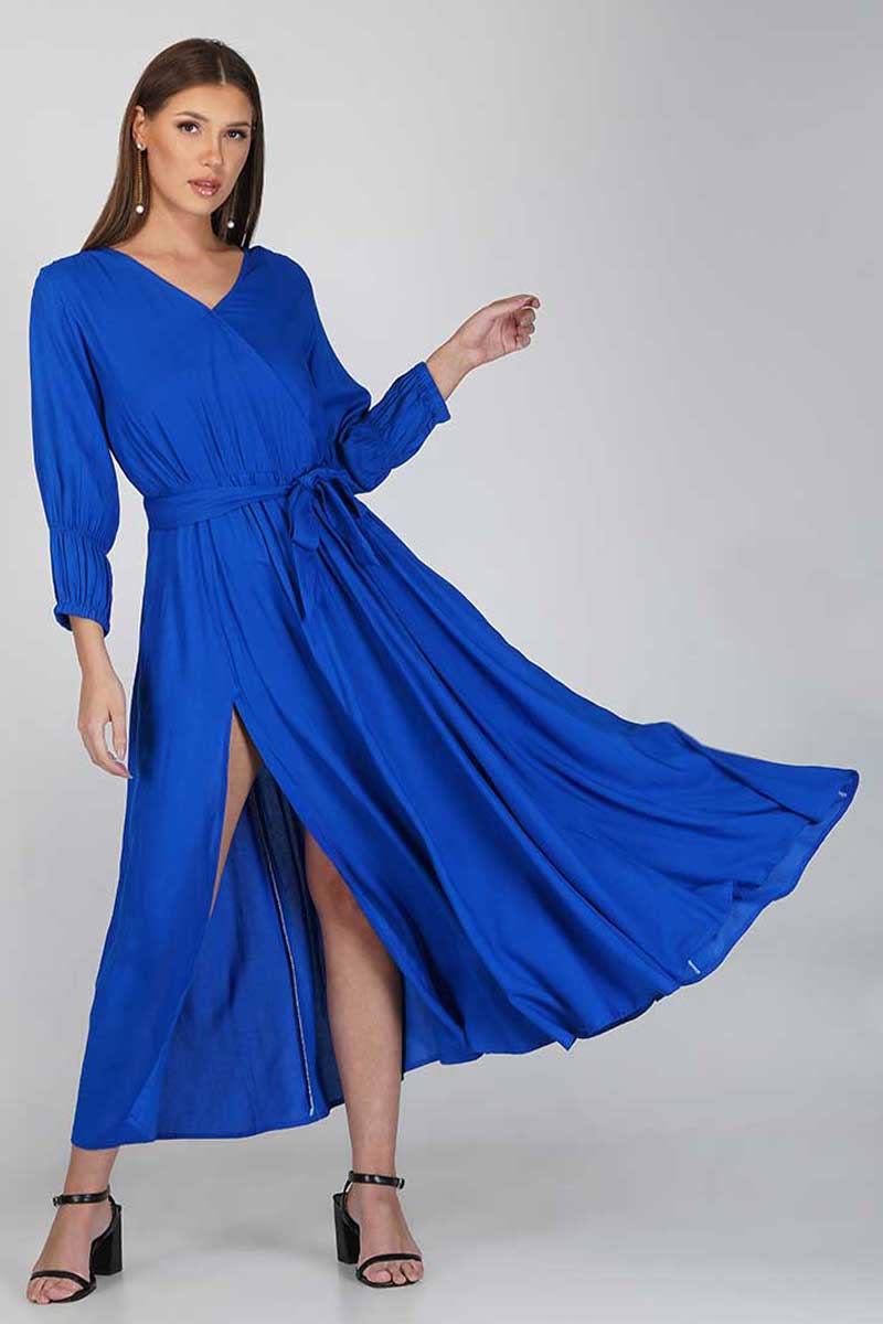 Blue Long Slit Dress