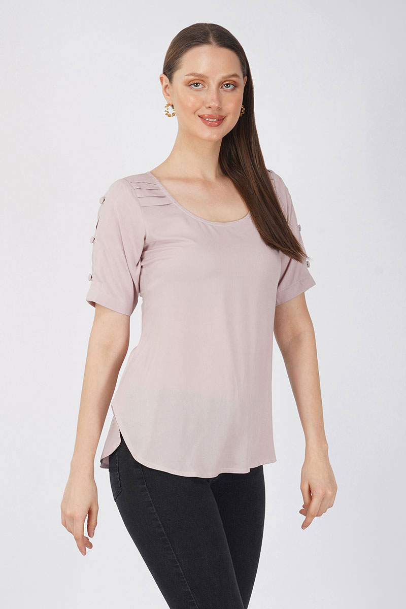 Dusty Pink Buttoned Top