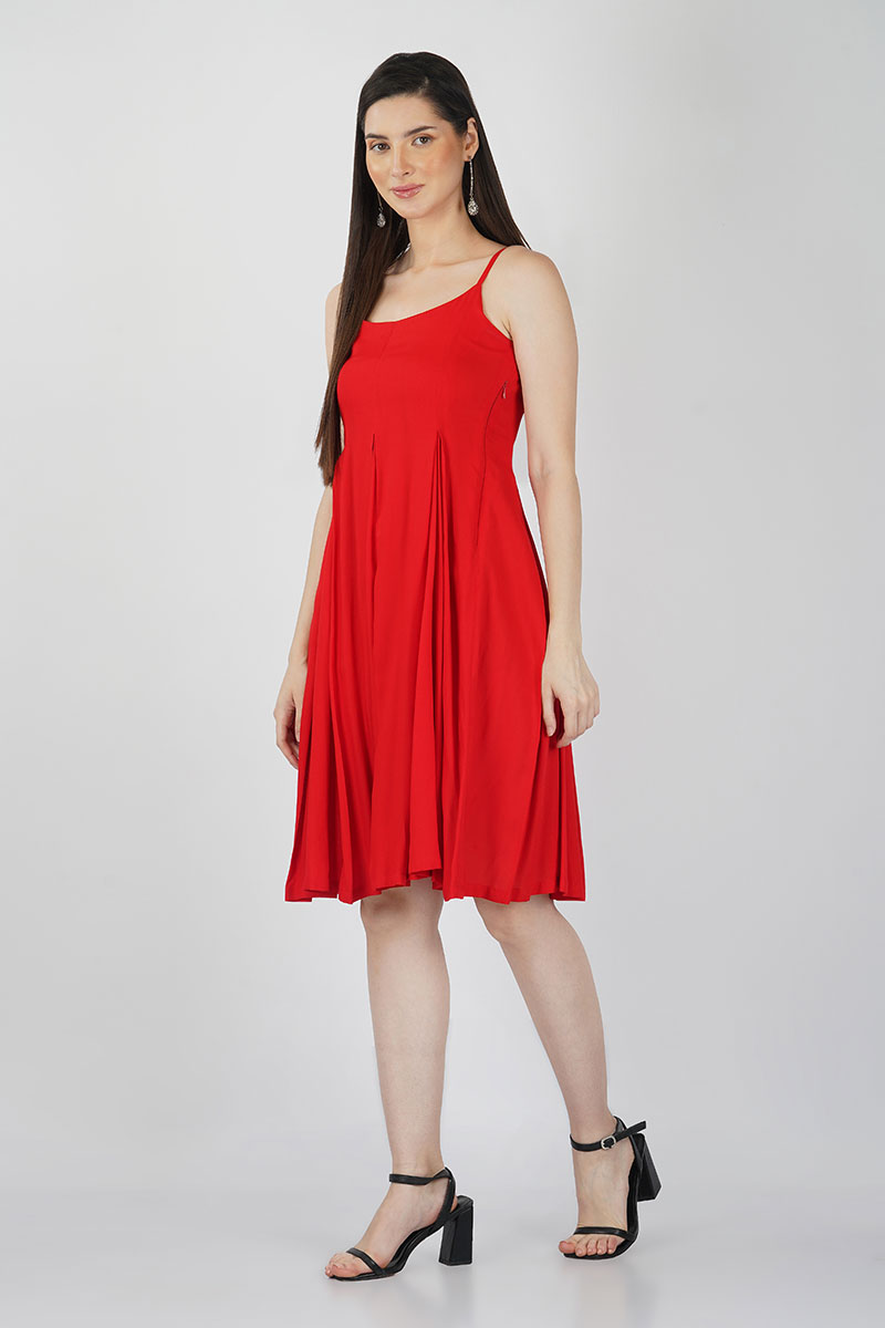Red Pleated Dress