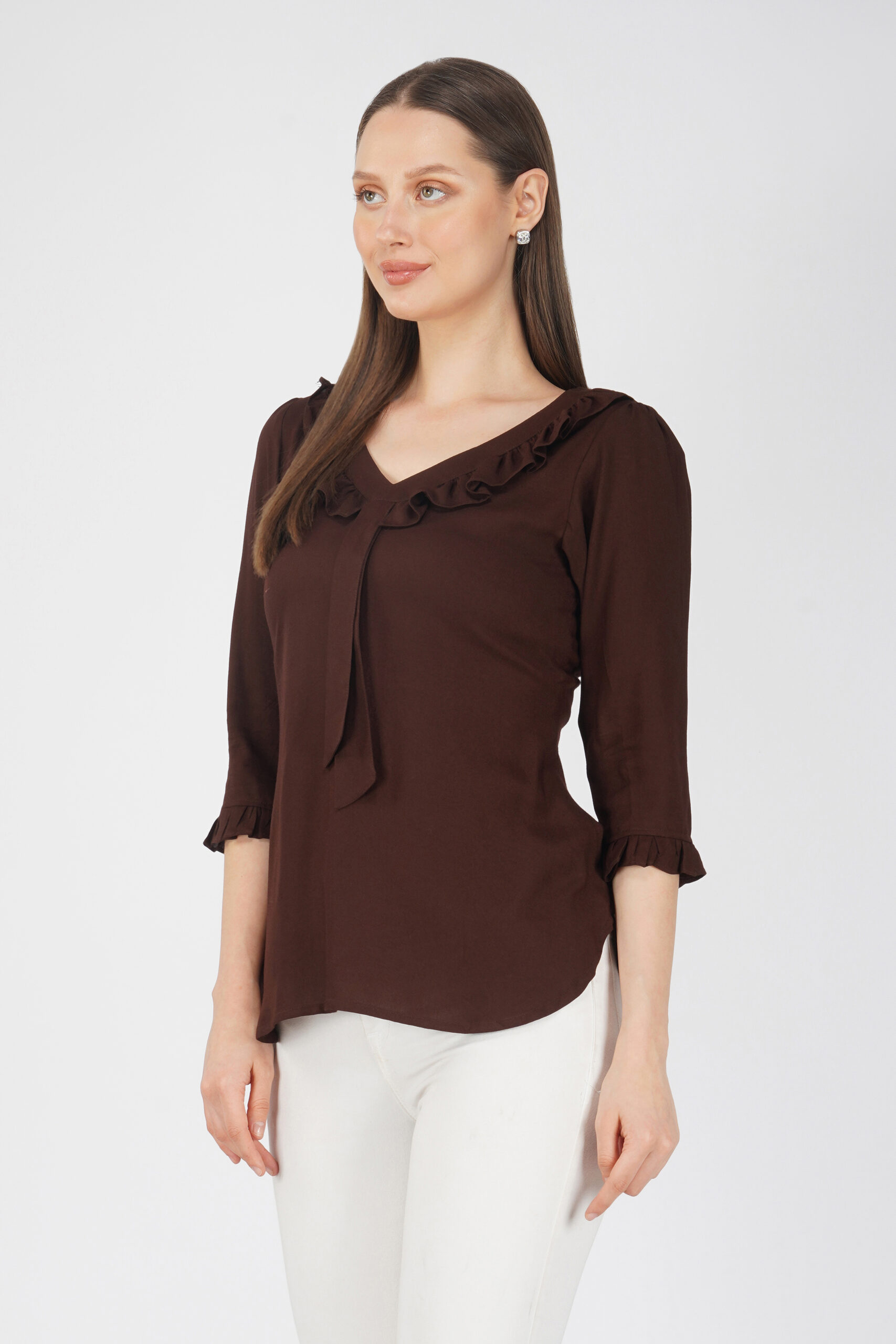 Brown Frill Top